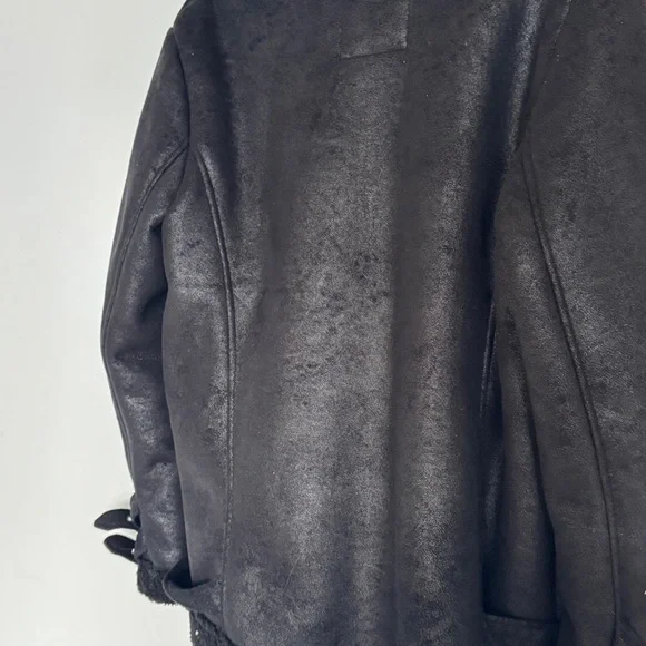 Black Sherpa Aviator Jacket | American Eagle Outfitters | LG - Picture 4 of 5